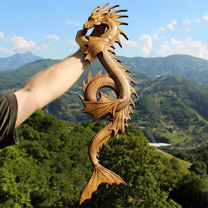 Handmade Water Dragon Fantastic Animal Custom Wood Carving Wall Art