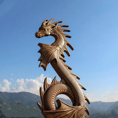 Handmade Water Dragon Fantastic Animal Custom Wood Carving Wall Art